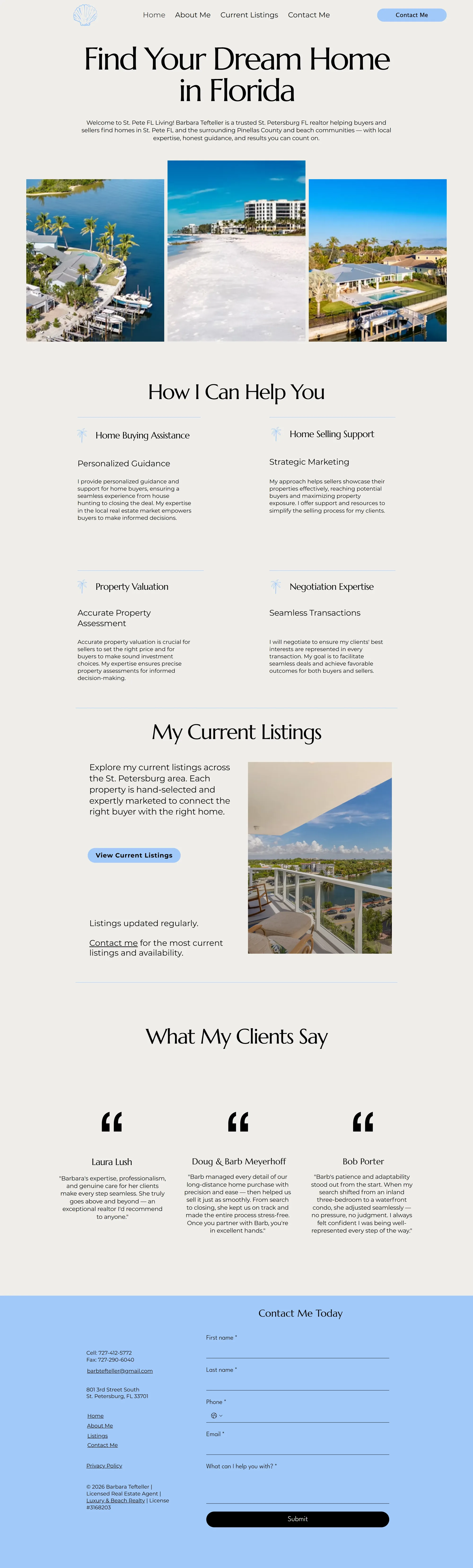 Full-page view of the Barbara T. website